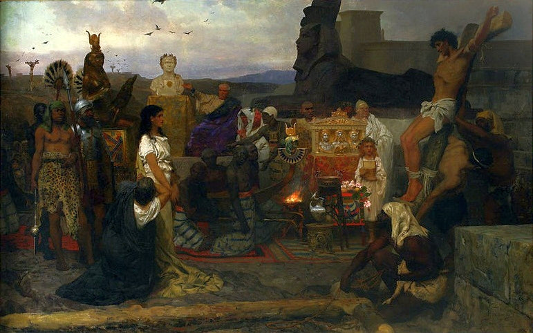 Martyrdom of Saints Timothy and Maura, vintage artwork by Hendryk Siemiradzki, 12x8" (A4) Poster