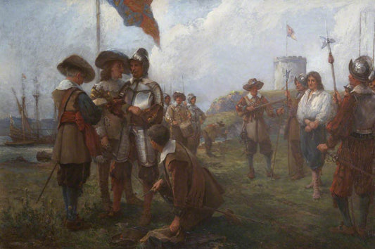 Mount Batten, Seige of Plymouth, Execution of a Traitor, vintage artwork by John Seymour Lucas, 12x8" (A4) Poster