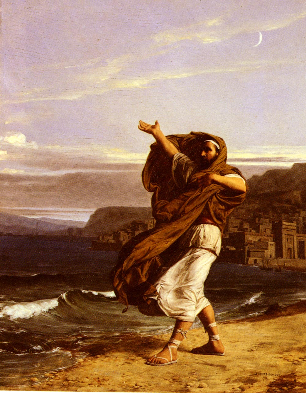 Demosthenes Practicing, vintage artwork by Jean-Jules-Antoine Lecomte du Nouÿ, 12x8" (A4) Poster