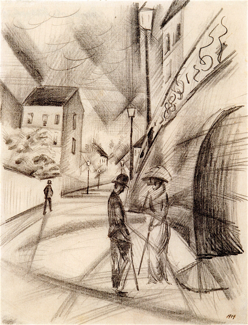 Couple on the Victoria Bridge, vintage artwork by August Macke, 12x8" (A4) Poster