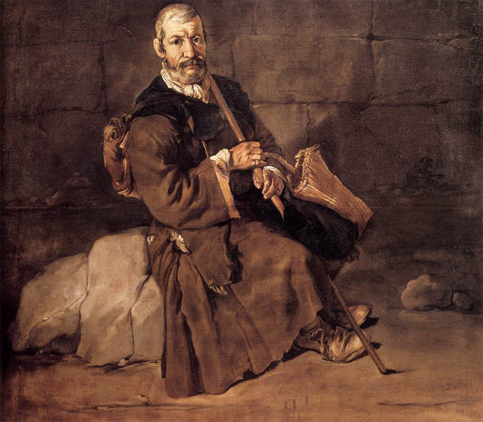 Beggar Resting, vintage artwork by Giacomo Ceruti, 12x8" (A4) Poster