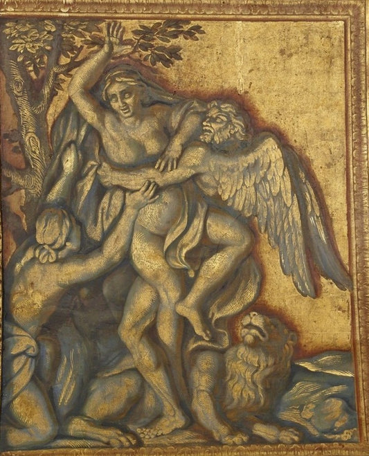 Salon of Venus - Saturn Abducting Cybele (detail), vintage artwork by Rene-Antoine Houasse, 12x8" (A4) Poster