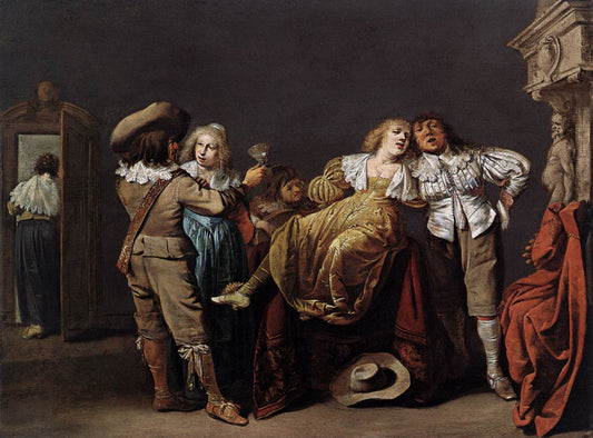 A Party of Merrymakers, vintage artwork by Pieter Quast, 12x8" (A4) Poster