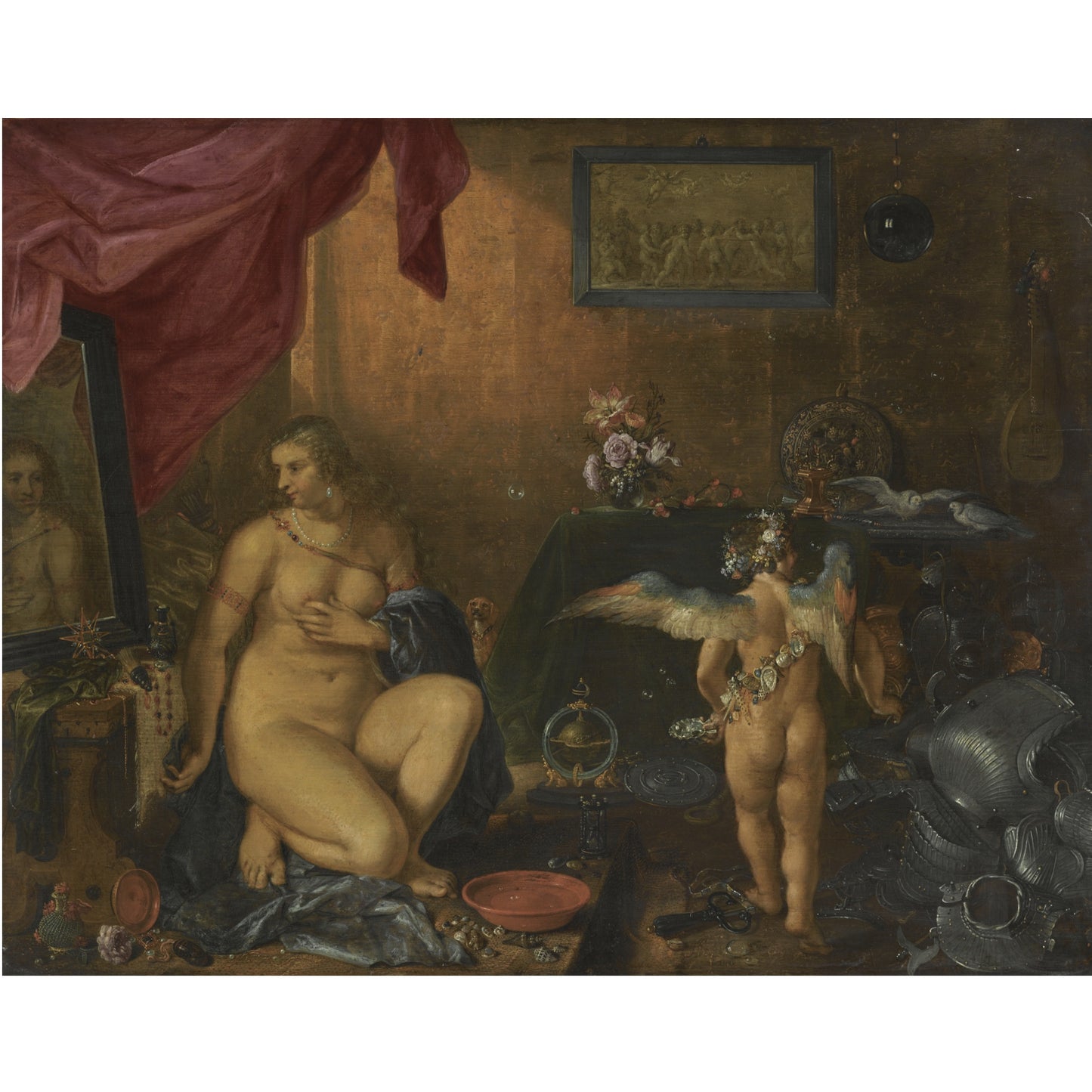 Allegory of Vanity, vintage artwork by Adriaen van de Venne, 12x8" (A4) Poster