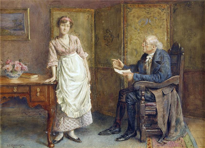A domestic reprimand, vintage artwork by George Goodwin Kilburne, 12x8" (A4) Poster