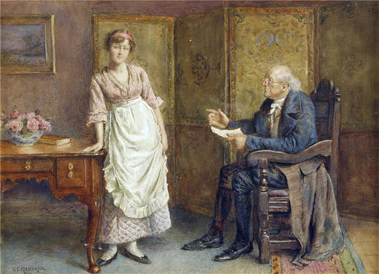 A domestic reprimand, vintage artwork by George Goodwin Kilburne, 12x8" (A4) Poster