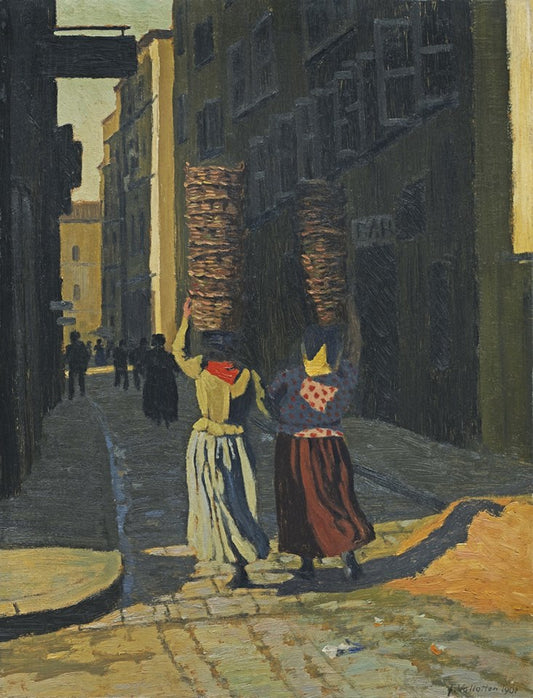 Femmes portant des corbeilles à Marseille, vintage artwork by Felix Vallotton, 12x8" (A4) Poster