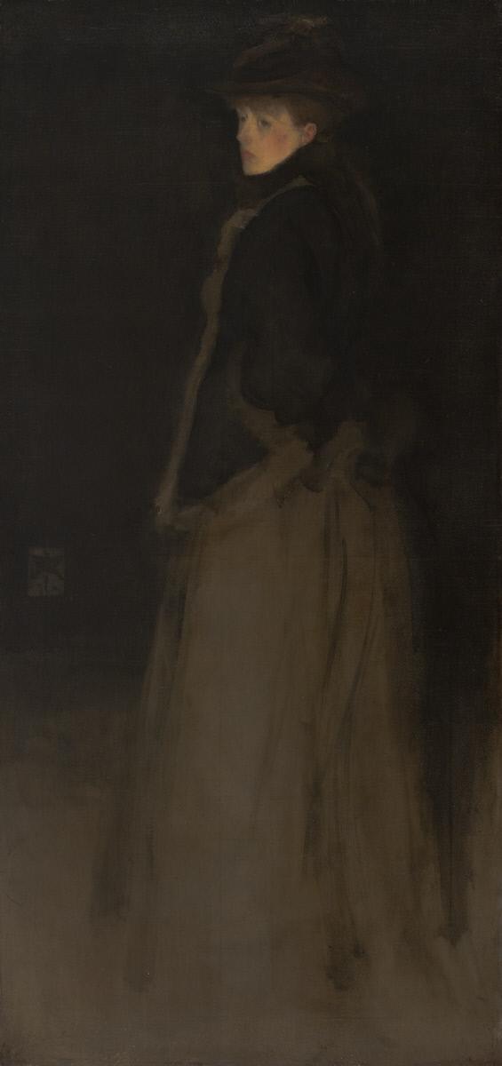 Arrangement in Black and Brown: The Fur Jacket, vintage artwork by James Abbott McNeill Whistler, 12x8" (A4) Poster