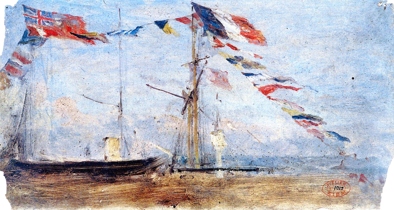 Marseille, etude de deapeaux, vintage artwork by Felix-Francois-Georges-Philbert Ziem, 12x8" (A4) Poster