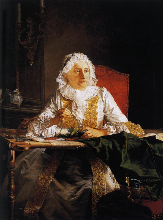 Portrait of Mme Crozat, vintage artwork by Jacques-Andre-Joseph Aved, 12x8" (A4) Poster