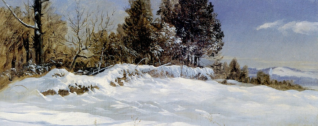Winter Landscape, Catskill, vintage artwork by Thomas Hiram Hotchkiss, 12x8" (A4) Poster