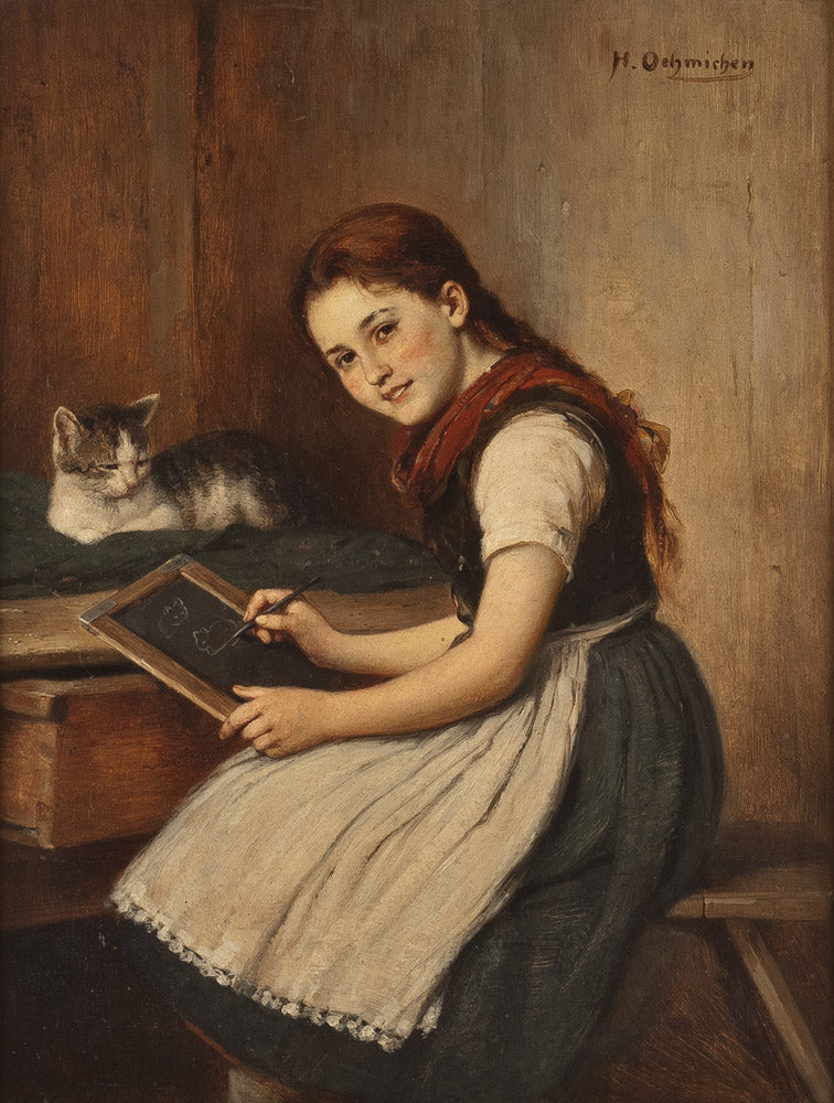 The Painting Lesson, vintage artwork by Hugo Oehmichen, 12x8" (A4) Poster
