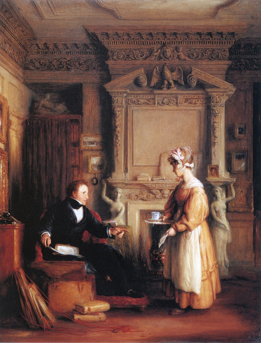 An Interior Including a Portrait of John Sheepshanks at His Residence in Old Bond Street, vintage artwork by William Mulready, 12x8" (A4) Poster