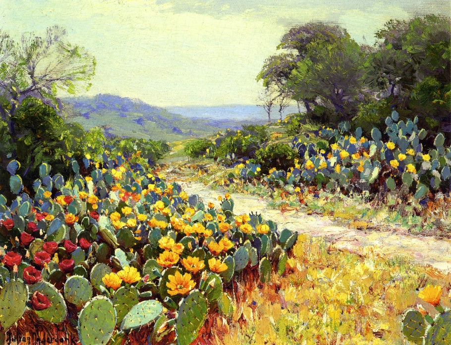 Cactus in Bloom, vintage artwork by Julian Onderdonk, 12x8" (A4) Poster