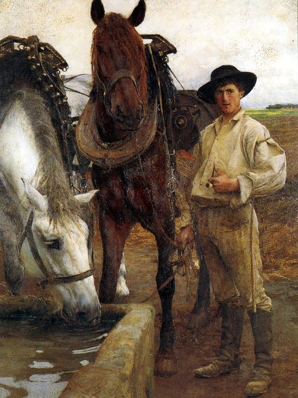 Horses at the Watering Trough by Pascal Dagnan-Bouveret,A3(16x12")Poster