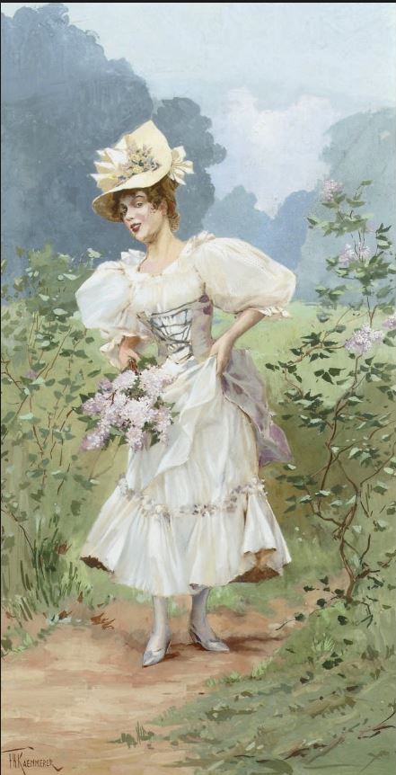 Allegory of Spring, vintage artwork by Frederik Henrdik Kaemmerer, 12x8" (A4) Poster