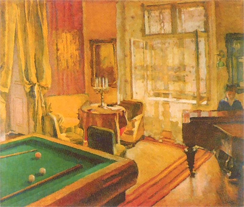 The interior of the billiard room by Jozef Mehoffer,A3(16x12")Poster