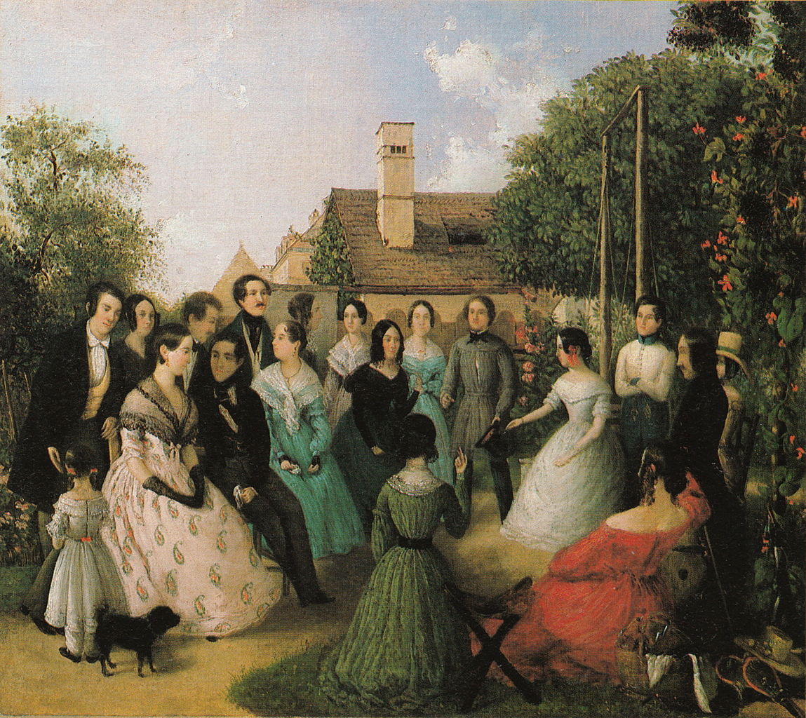 Playing in the Garden, vintage artwork by Franz von Alt, A3 (16x12") Poster Print