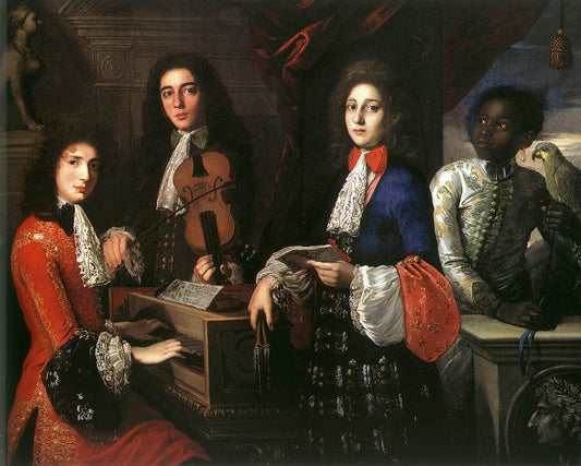 Portrait of Three Musicians of the Medici Court, vintage artwork by Anton Domenico Gabbiani, 12x8" (A4) Poster