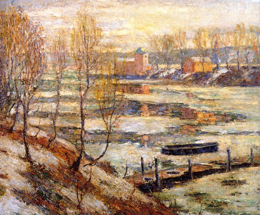 Ice in the River, vintage artwork by Ernest Lawson, 12x8" (A4) Poster