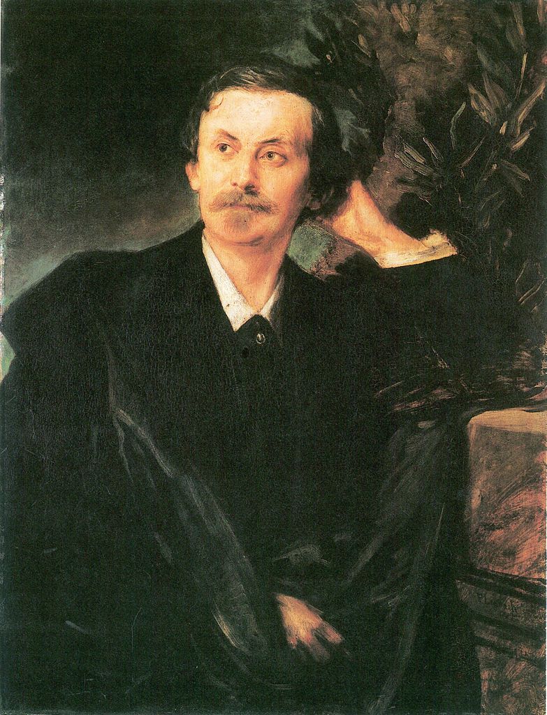 Portrait of Adolf von Schack, vintage artwork by Franz von Lenbach, 12x8" (A4) Poster