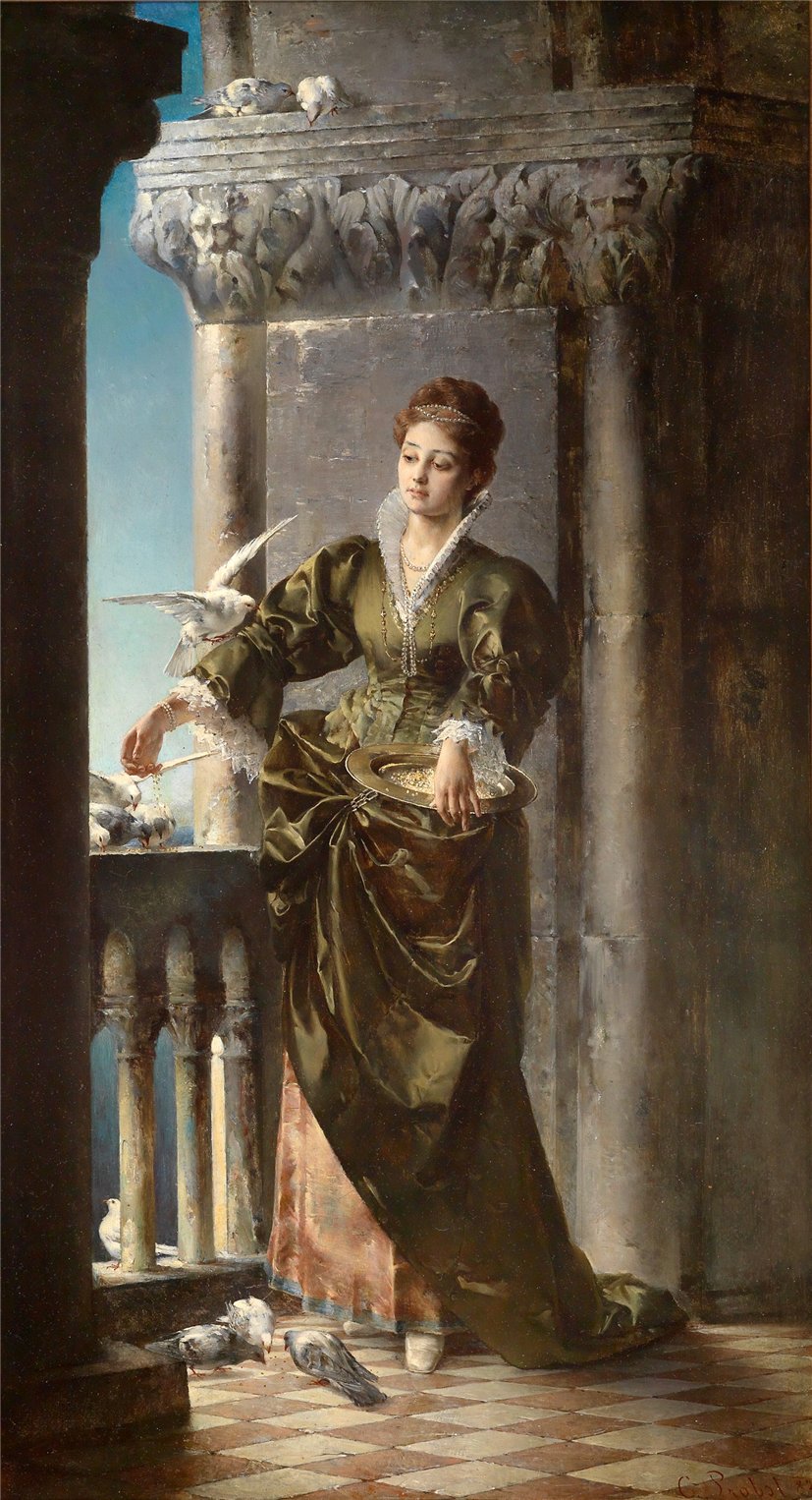 Venetian Lady, vintage artwork by Carl Probst, 12x8" (A4) Poster