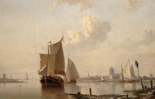 Boats in Harbour, Dordrecht, The Netherlands, vintage artwork by Everhardus Koster, A3 (16x12") Poster Print