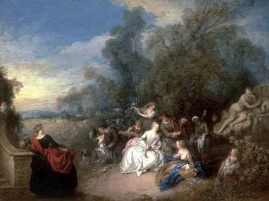 Relaxation in the Countryside, vintage artwork by Jean-Baptiste Pater, 12x8" (A4) Poster