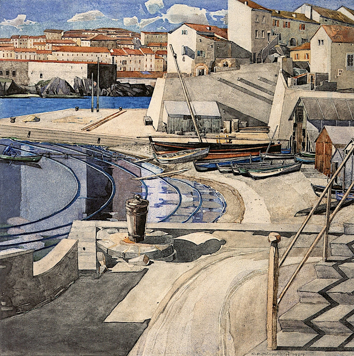 The Little Bay, Port Vendres by Charles Rennie MacKintosh,A3(16x12