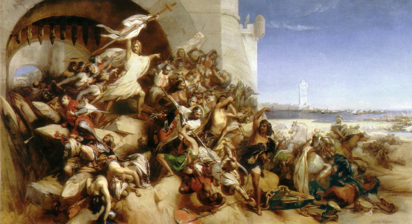 The Defence of Rhodes by  the Knights of St John of Jerusalem, vintage artwork by Baron Egide Charles Gustave Wappers, A3 (16x12") Poster Print