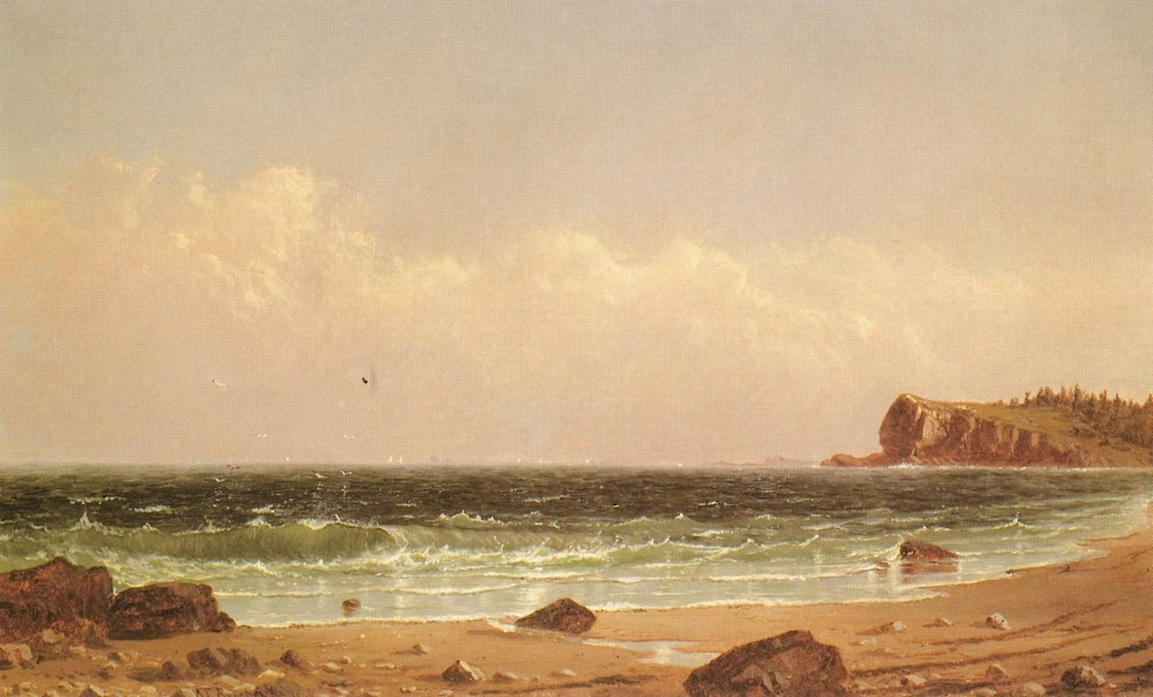 Along Newport Beach, vintage artwork by Alfred Thompson Bricher, 12x8" (A4) Poster