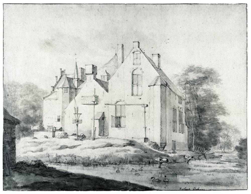 Kasteel Raaphorst in Wassenaar, vintage artwork by Roelant Roghman, 12x8" (A4) Poster
