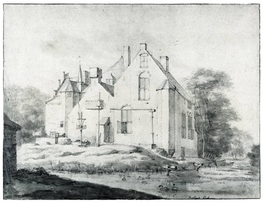 Kasteel Raaphorst in Wassenaar, vintage artwork by Roelant Roghman, 12x8" (A4) Poster