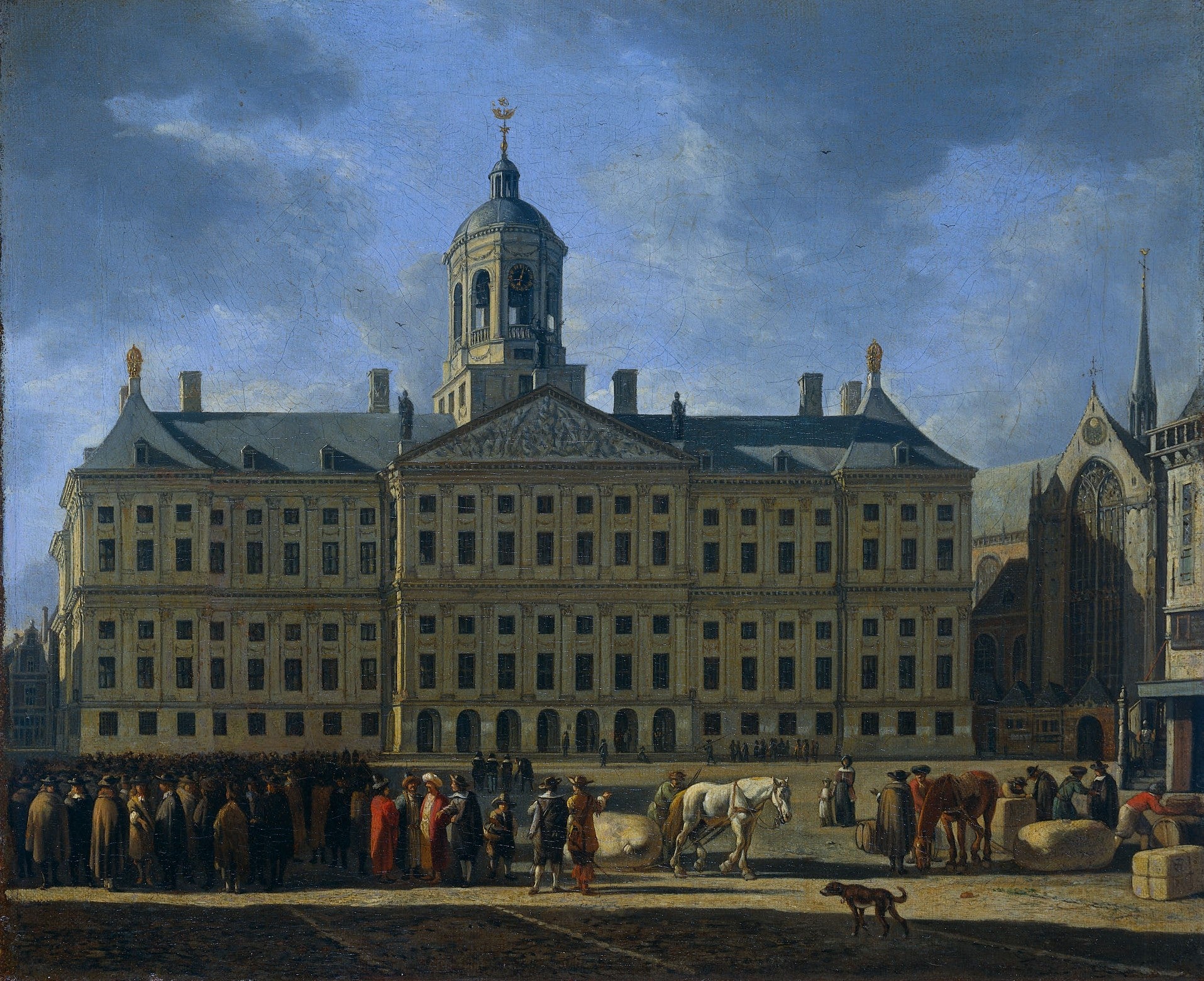 The Town Hall on Dam Square, Amsterdam, vintage artwork by Gerrit Adriaensz.Berckheyde, 12x8" (A4) Poster