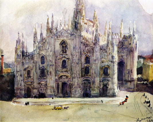 Milan Cathedral, vintage artwork by Vasili Ivanovich Surikov, 12x8" (A4) Poster