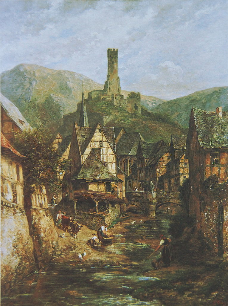 Monreal in the Vordereifel, vintage artwork by Anton Burger, 12x8" (A4) Poster