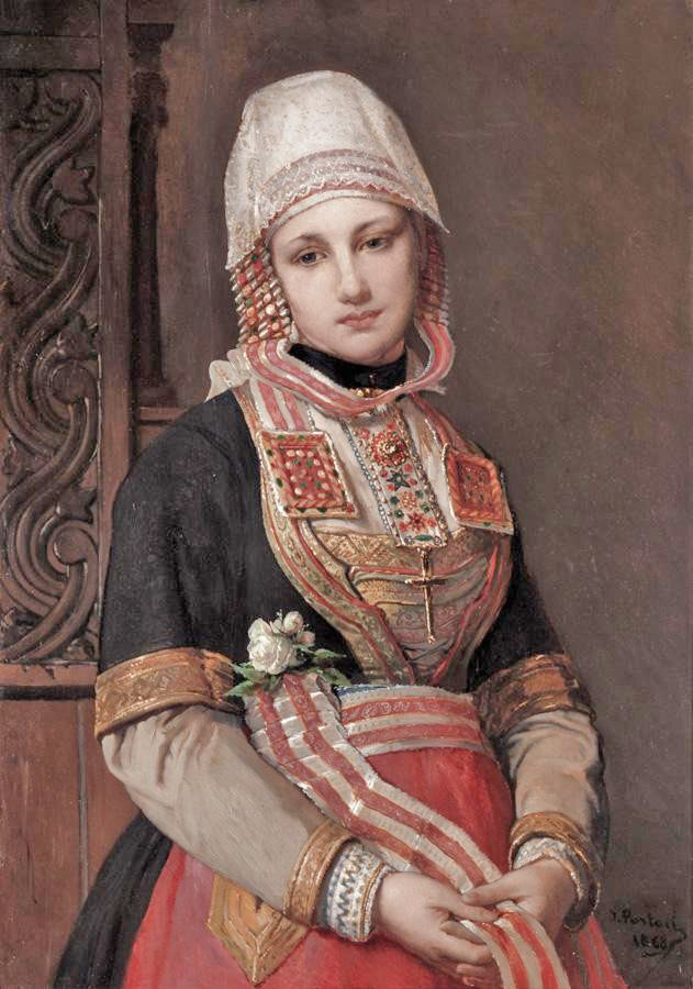 A Young Girl in Folk Costume, vintage artwork by Jean-François Portaels, A3 (16x12") Poster Print