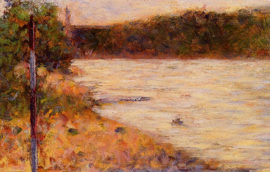 Banks of a River, vintage artwork by Georges Seurat, 12x8" (A4) Poster