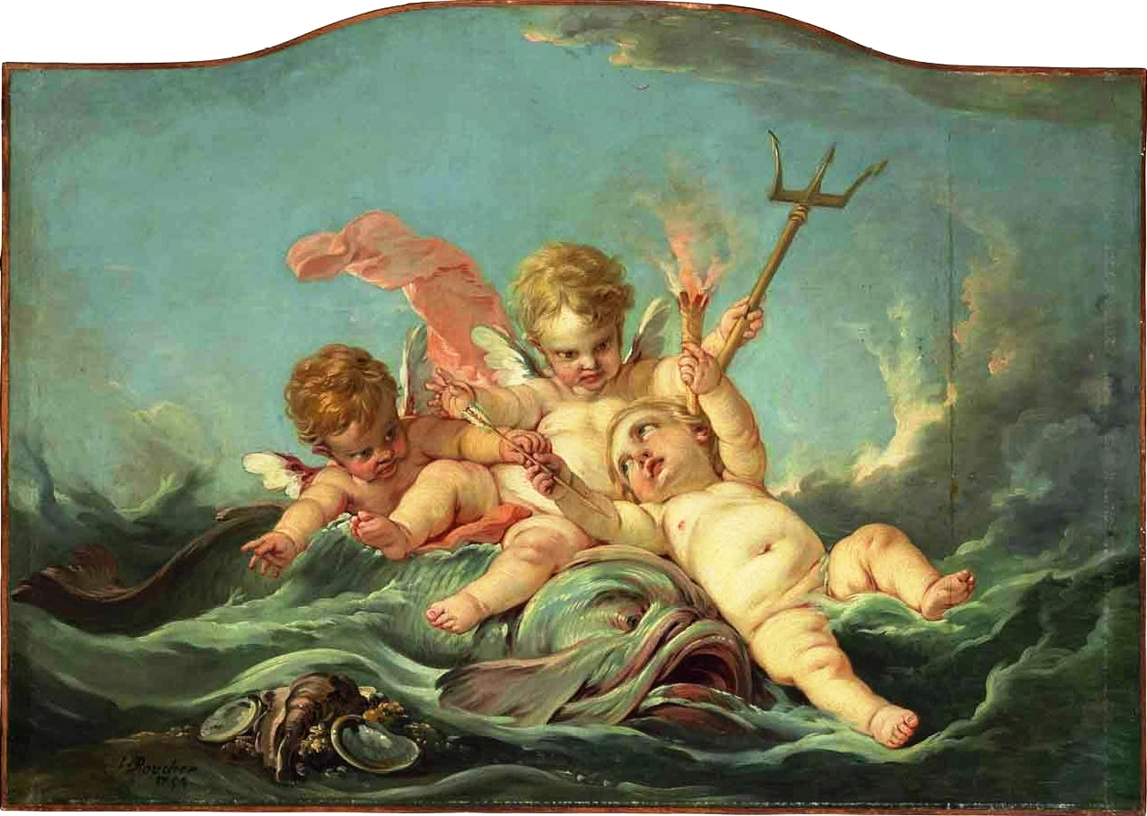 An Allegory of Water, vintage artwork by François Boucher, 12x8" (A4) Poster