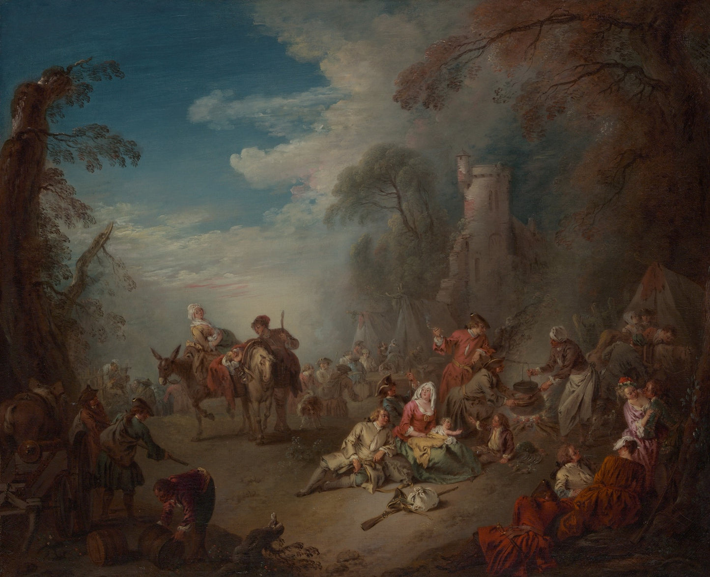 Troops at Rest, vintage artwork by Jean-Baptiste Pater, 12x8" (A4) Poster