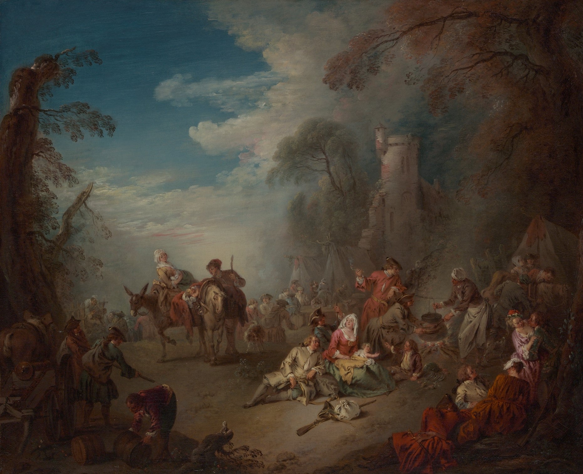 Troops at Rest, vintage artwork by Jean-Baptiste Pater, 12x8" (A4) Poster