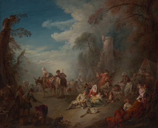 Troops at Rest, vintage artwork by Jean-Baptiste Pater, 12x8" (A4) Poster