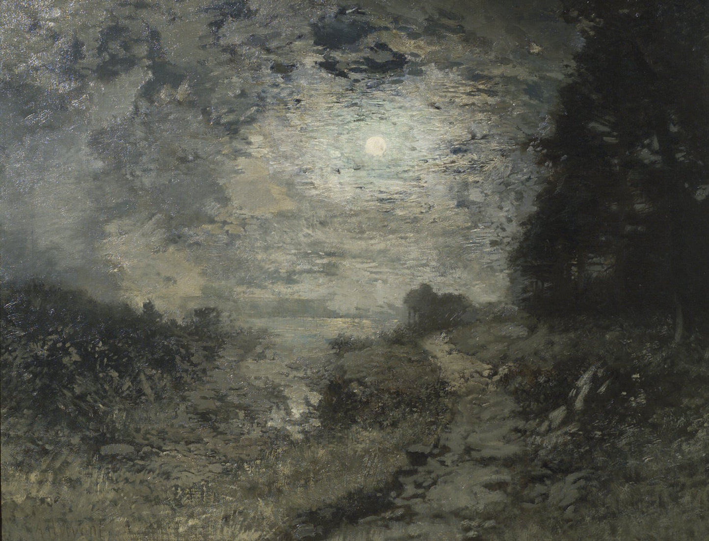 Moonlight and Frost, vintage artwork by Alexander Helwig Wyant, 12x8" (A4) Poster