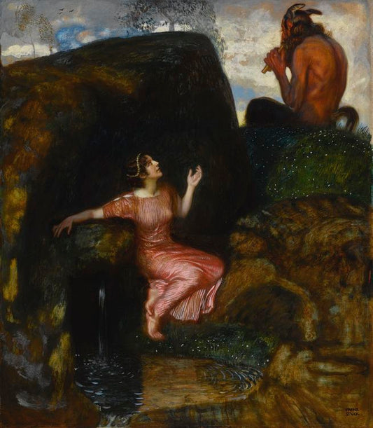 At the Source, vintage artwork by Franz von Stuck, 12x8" (A4) Poster