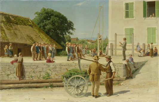 Gym Class in Ins, vintage artwork by Albert Anker, 12x8" (A4) Poster