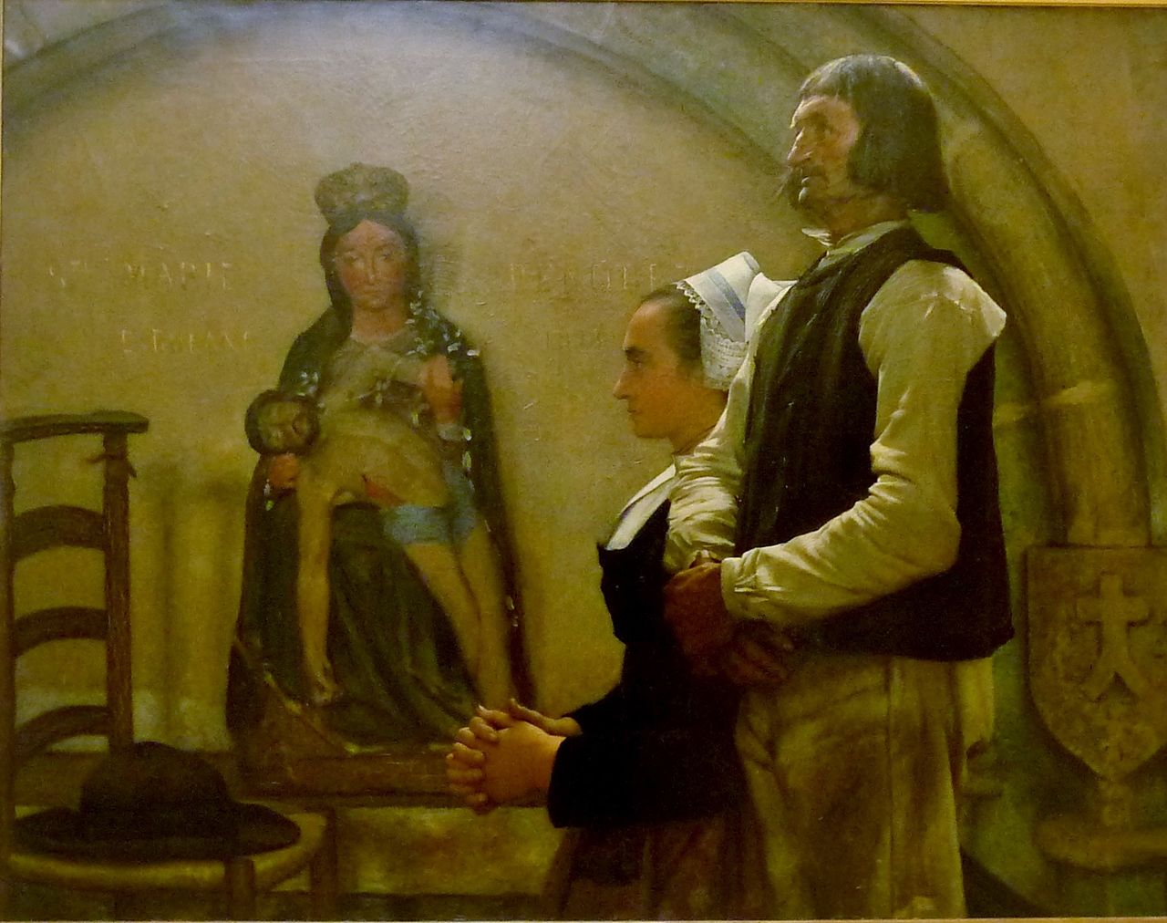 Visite à le Vierge de Benodet, vintage artwork by Jean-Eugène Buland, 12x8" (A4) Poster