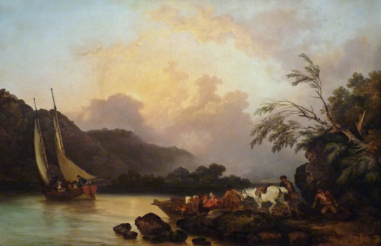 Belle Isle, Windermere, in a Calm, vintage artwork by Philippe-Jacques de Loutherbourg, 12x8" (A4) Poster
