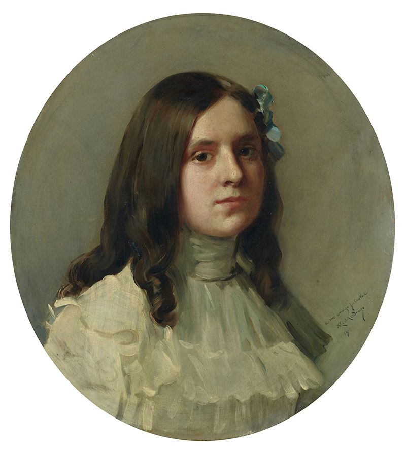 Portrait of Jose Artal's Daughter, vintage artwork by Ricardo de Madrazo y Garreta, 12x8" (A4) Poster