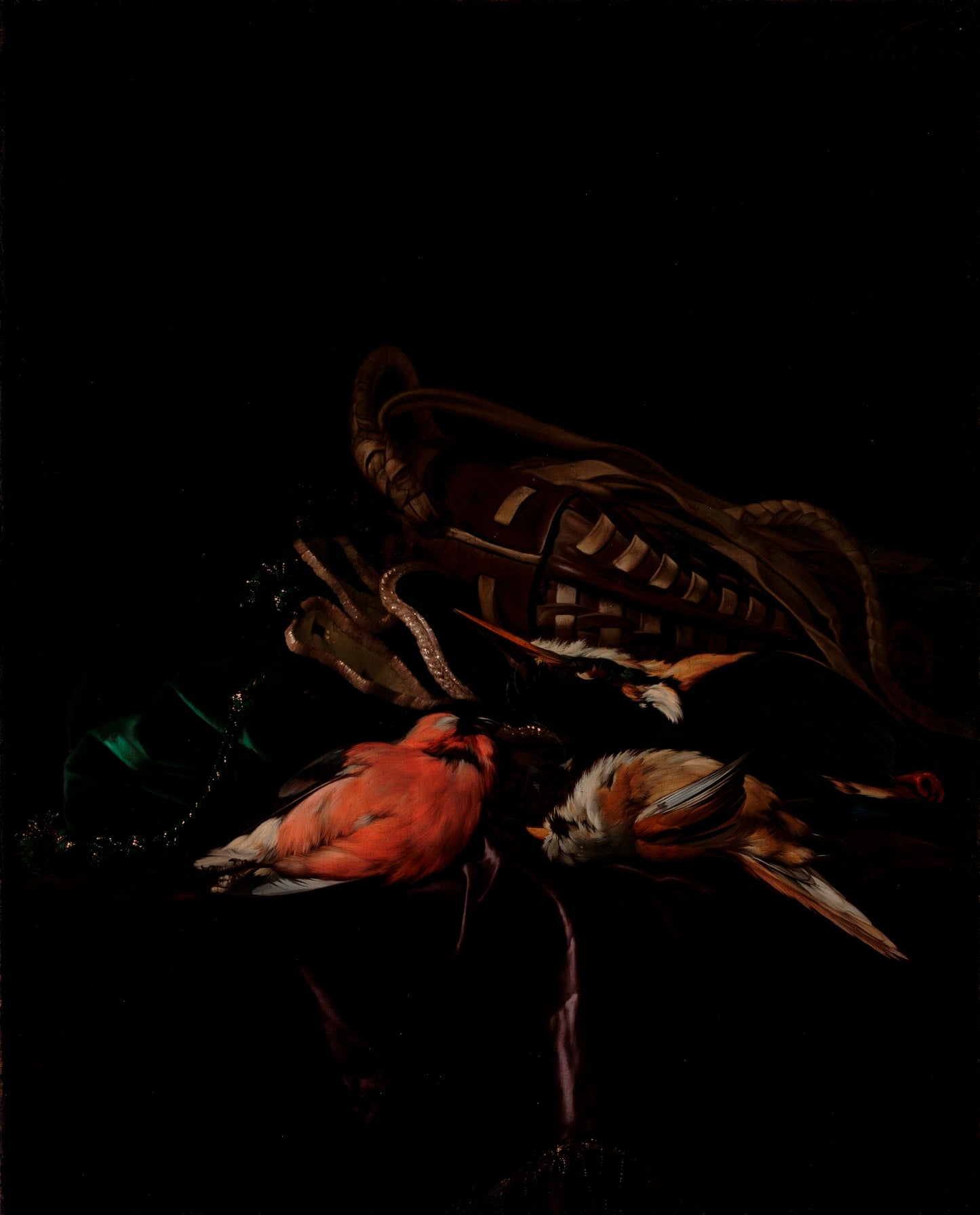 Still Life with Dead Birds and Game Bag, vintage artwork by Willem van Aelst, 12x8" (A4) Poster