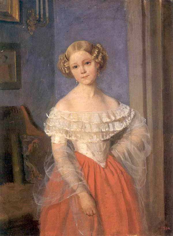 Portrait of O. I. Demoncalle, vintage artwork by Pavel Fedotov, A3 (16x12") Poster Print